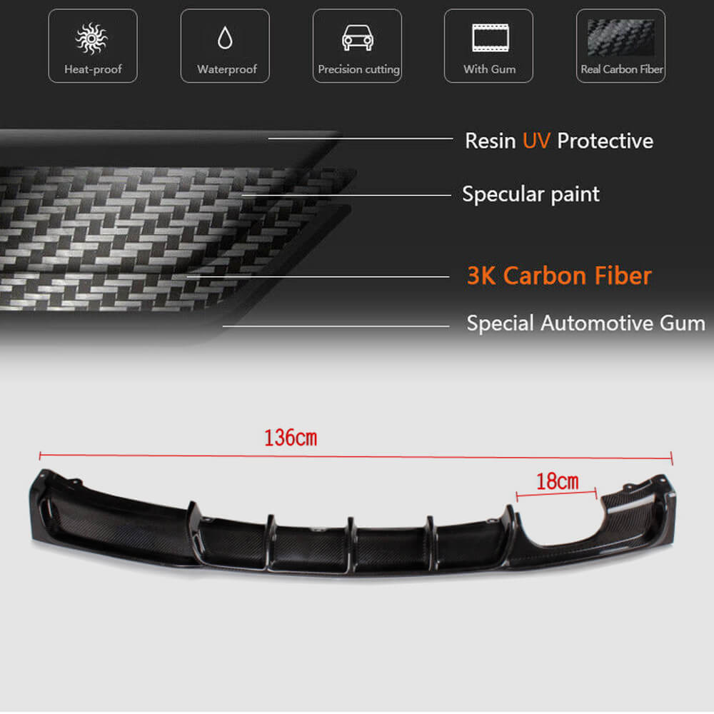 BMW 3 Series F30 M Sport 2012-2018 Rear Bumper Diffuser Carbon Fiber/FRP/ABS-Ahacarbon