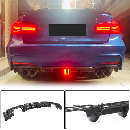 BMW 3 Series F30 M Sport 2012-2018 Rear Bumper Diffuser Lip With brake light Carbon Fiber-Ahacarbon