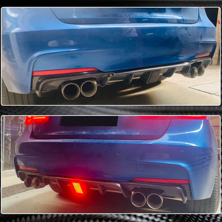 BMW 3 Series F30 M Sport 2012-2018 Rear Bumper Diffuser Lip With brake light Carbon Fiber-Ahacarbon