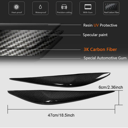 BMW 3 Series F30 2012-2018 Headlight Eyebrows Carbon Fiber-Ahacarbon