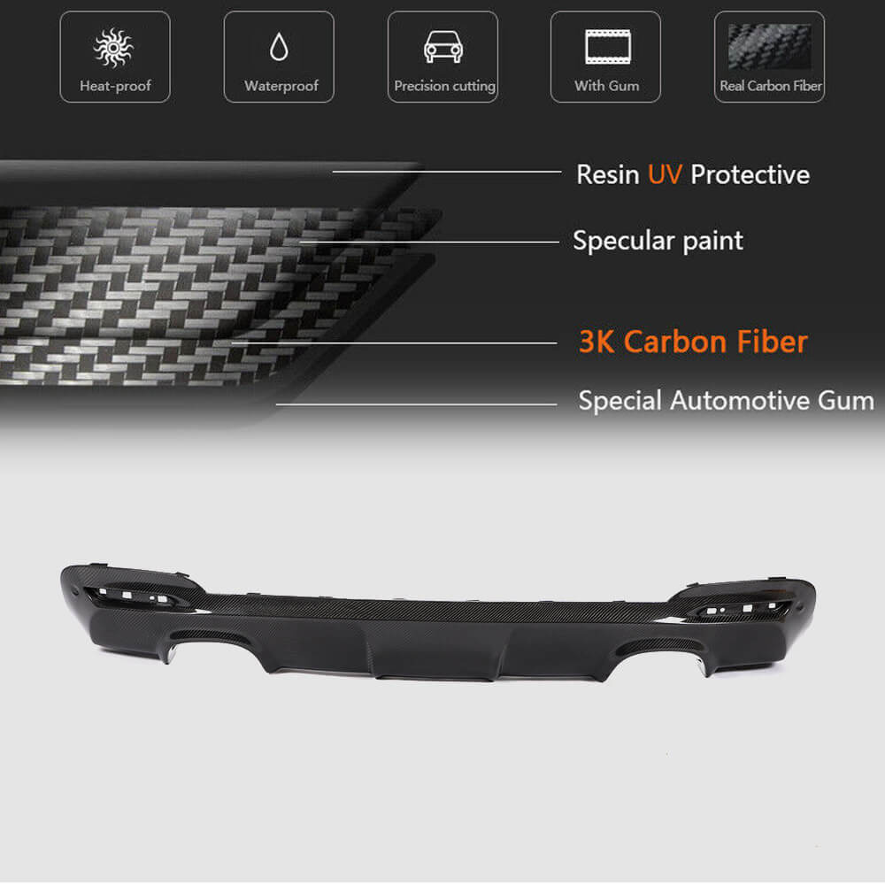 BMW 3 Series F34 M Sport GT GranTurismo 2014-2018 Rear Bumper Diffuser Carbon Fiber-Ahacarbon