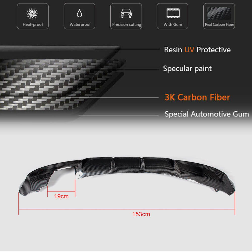 BMW 3 Series F34 M Sport GT 2014-2018 Carbon Fiber Rear Bumper Diffuser Lip-Ahacarbon
