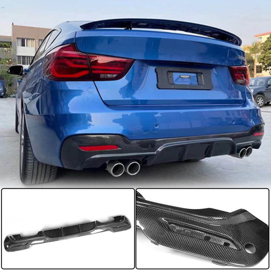 BMW 3 Series F34 M Sport GT GranTurismo 2014-2018 Rear Bumper Diffuser Carbon Fiber-Ahacarbon