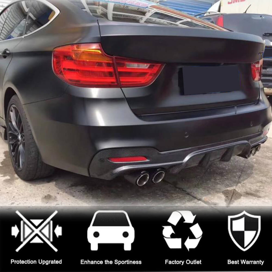BMW 3 Series F34 M Sport GT GranTurismo 2014-2018 Rear Bumper Diffuser Carbon Fiber-Ahacarbon