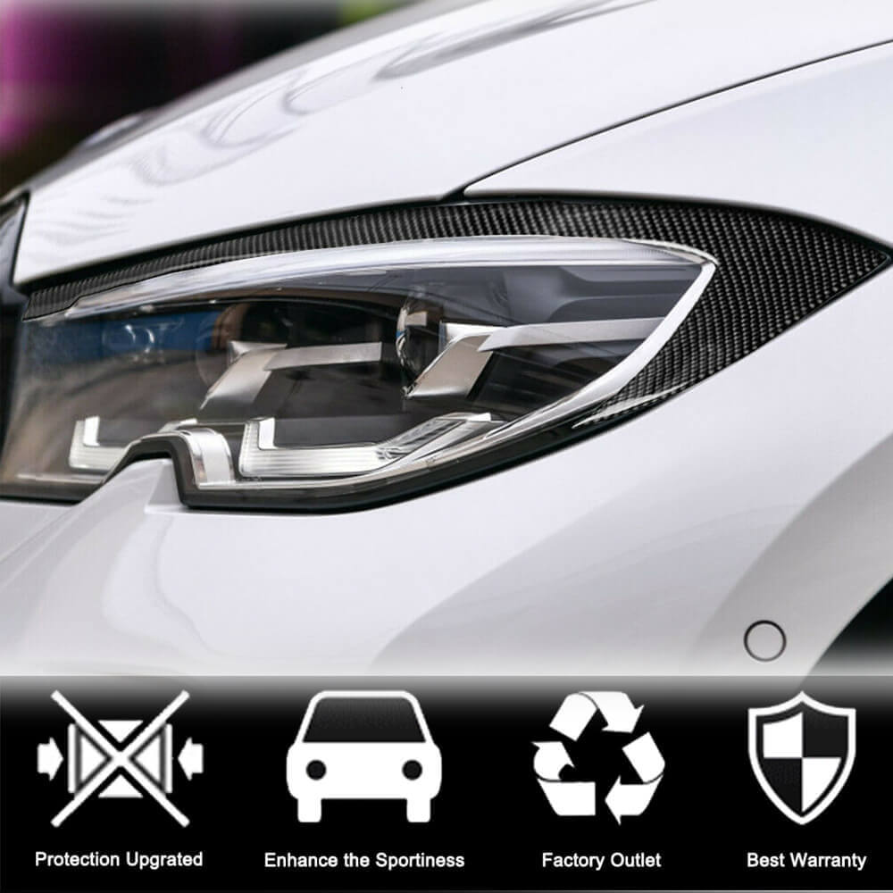BMW 3 Series G20 2019-2021 Headlight Eyebrows Eyelids Dry Carbon Fiber-Ahacarbon