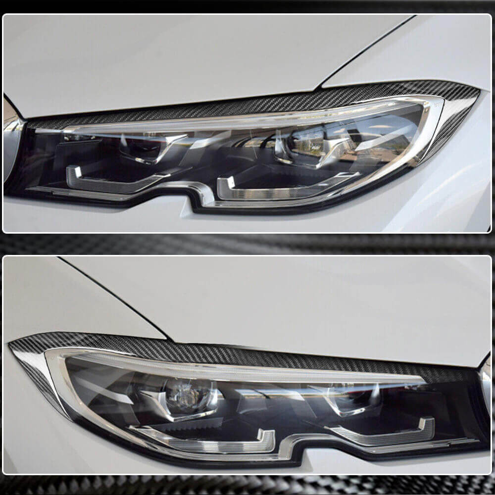 BMW 3 Series G20 2019-2021 Headlight Eyebrows Eyelids Dry Carbon Fiber-Ahacarbon