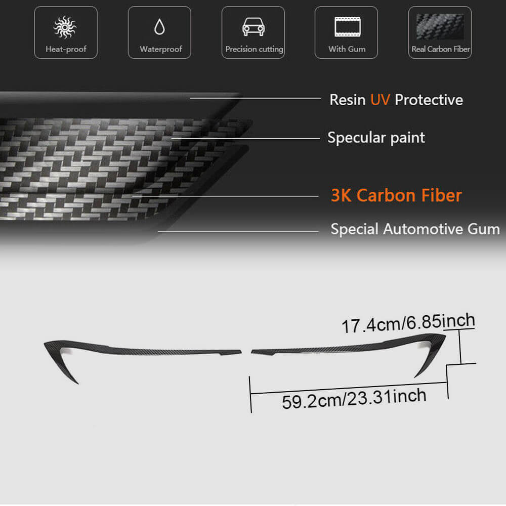 BMW 3 Series G20 2019-2021 Headlight Eyebrows Eyelids Dry Carbon Fiber-Ahacarbon