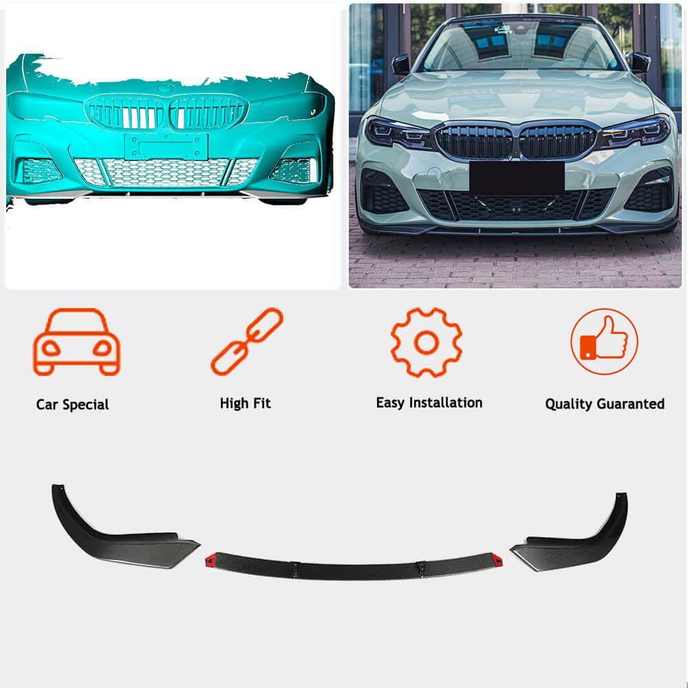 BMW 3 Series G20 320i 330i M Sport M340i 2019-2022 Front Bumper Lip Carbon Fiber/FRP-Ahacarbon
