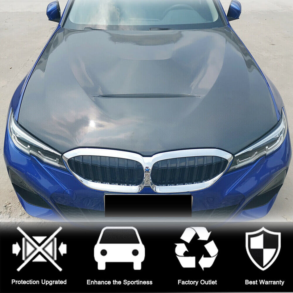 BMW 3 Series G20 2017-2021 Engine Bonnet Hood Cover Carbon Fiber-Ahacarbon