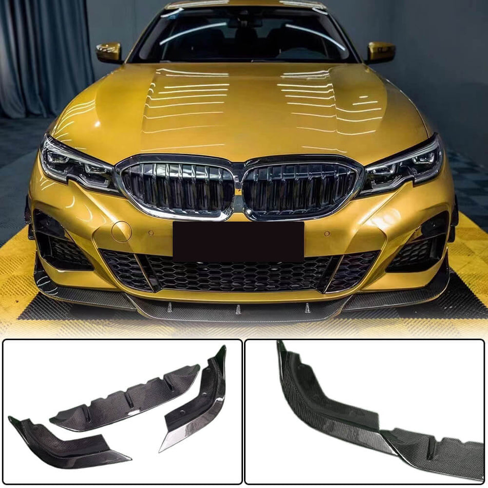 BMW 3 Series G20 320i 330i M Sport M340i 2019-2022 Front Bumper Lip Carbon Fiber-Ahacarbon