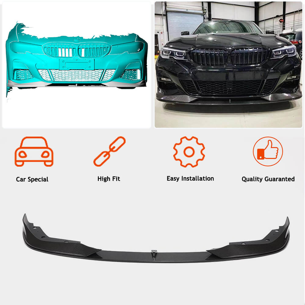 BMW 3 Series G20 320i 330i M Sport M340i 2019-2021 Front Bumper Lip Carbon Fiber-Ahacarbon
