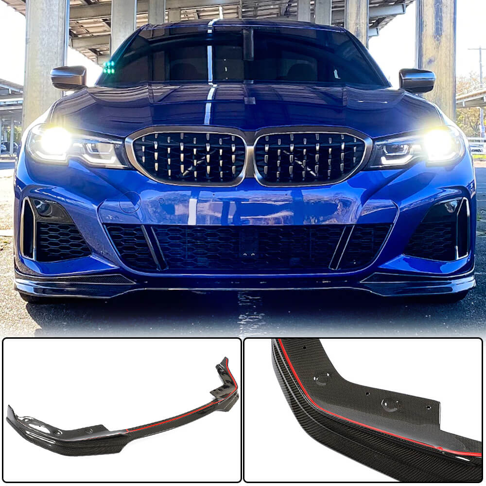 BMW 3 Series G20 320i 330i M Sport M340i 2019-2021 Front Bumper Lip Carbon Fiber-Ahacarbon