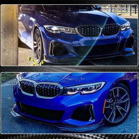 BMW 3 Series G20 320i 330i M Sport M340i 2019-2021 Front Bumper Lip Carbon Fiber-Ahacarbon