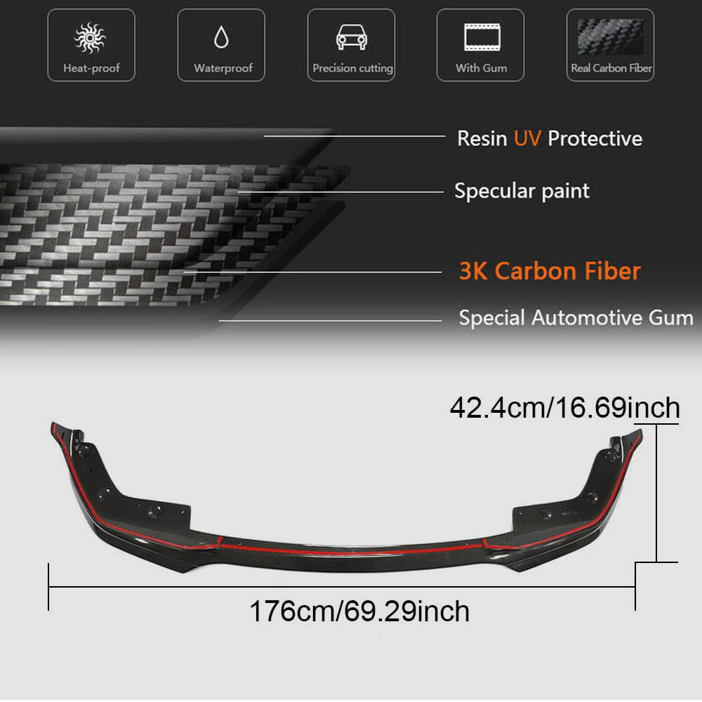 BMW 3 Series G20 320i 330i M Sport M340i 2019-2021 Front Bumper Lip Carbon Fiber-Ahacarbon