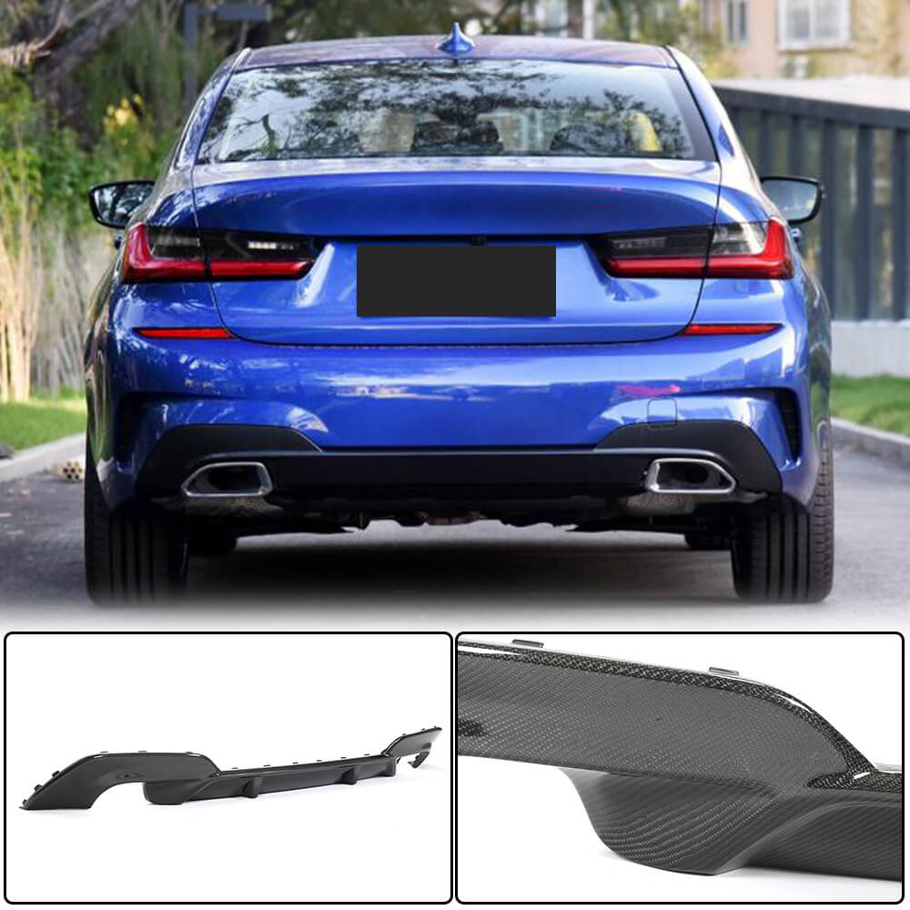 BMW 3 Series G20 320i 330i M Sport 2019-2022 Rear Bumper Diffuser Carbon Fiber-Ahacarbon