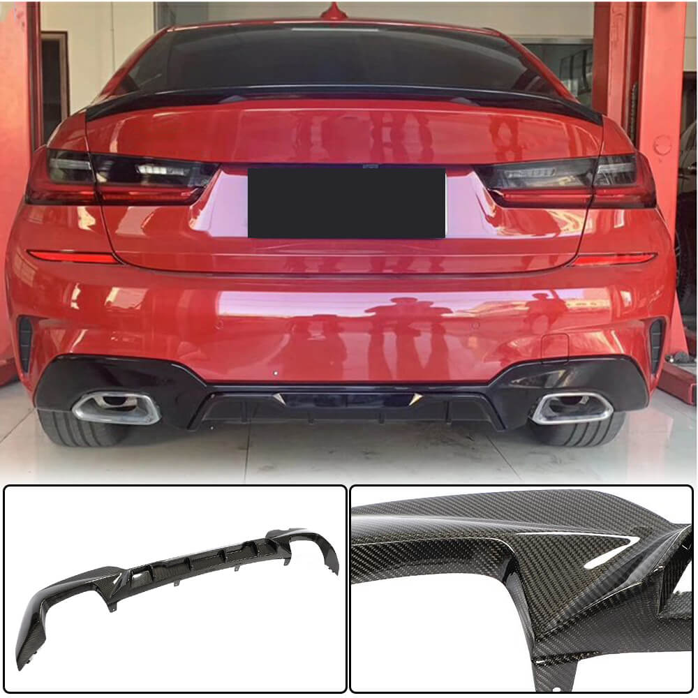 BMW 3 Series G20 320i 330i M Sport 2019-2021 Rear Bumper Diffuser Carbon Fiber-Ahacarbon