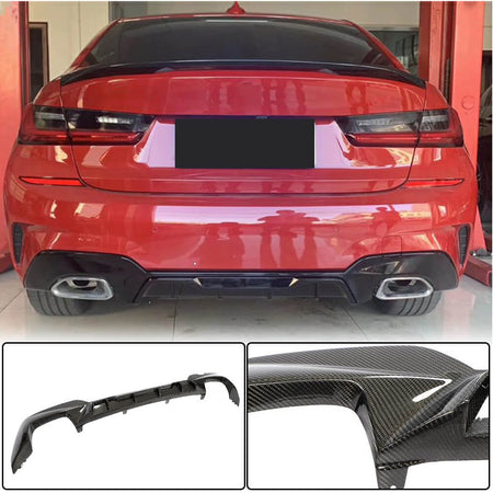 BMW 3 Series G20 320i 330i M Sport 2019-2021 Rear Bumper Diffuser Carbon Fiber-Ahacarbon