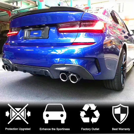 BMW 3 Series G20 320i 330i M Sport 2019-2021 Rear Bumper Diffuser Carbon Fiber-Ahacarbon