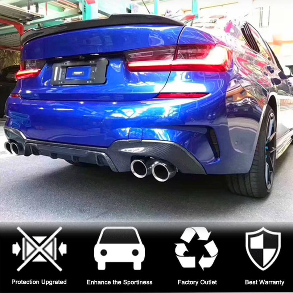 BMW 3 Series G20 320i 330i M Sport 2019-2021 Rear Bumper Diffuser Carbon Fiber-Ahacarbon