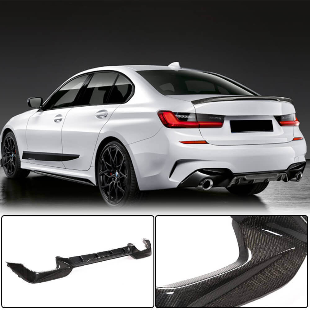 BMW 3 Series G20 M340i 2019-2021 Rear Bumper Diffuser Carbon Fiber-Ahacarbon
