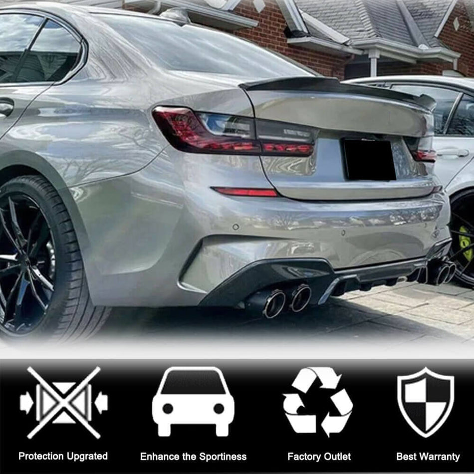 BMW 3 Series G20 M340i 2019-2021 Rear Bumper Diffuser Carbon Fiber-Ahacarbon