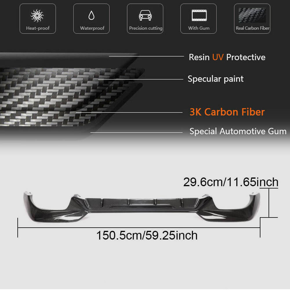 BMW 3 Series G20 M340i 2019-2021 Rear Bumper Diffuser Carbon Fiber-Ahacarbon