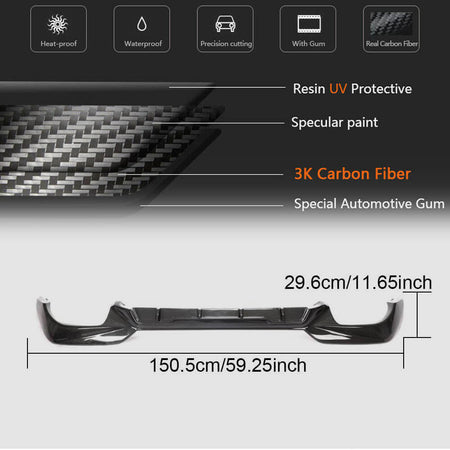 BMW 3 Series G20 M340i 2019-2021 Rear Bumper Diffuser Carbon Fiber-Ahacarbon