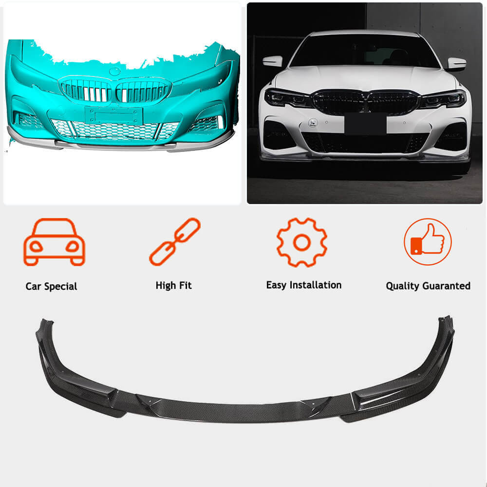 BMW 3 Series G20 320i 330i M Sport M340i Front Bumper Lip Carbon Fiber-Ahacarbon