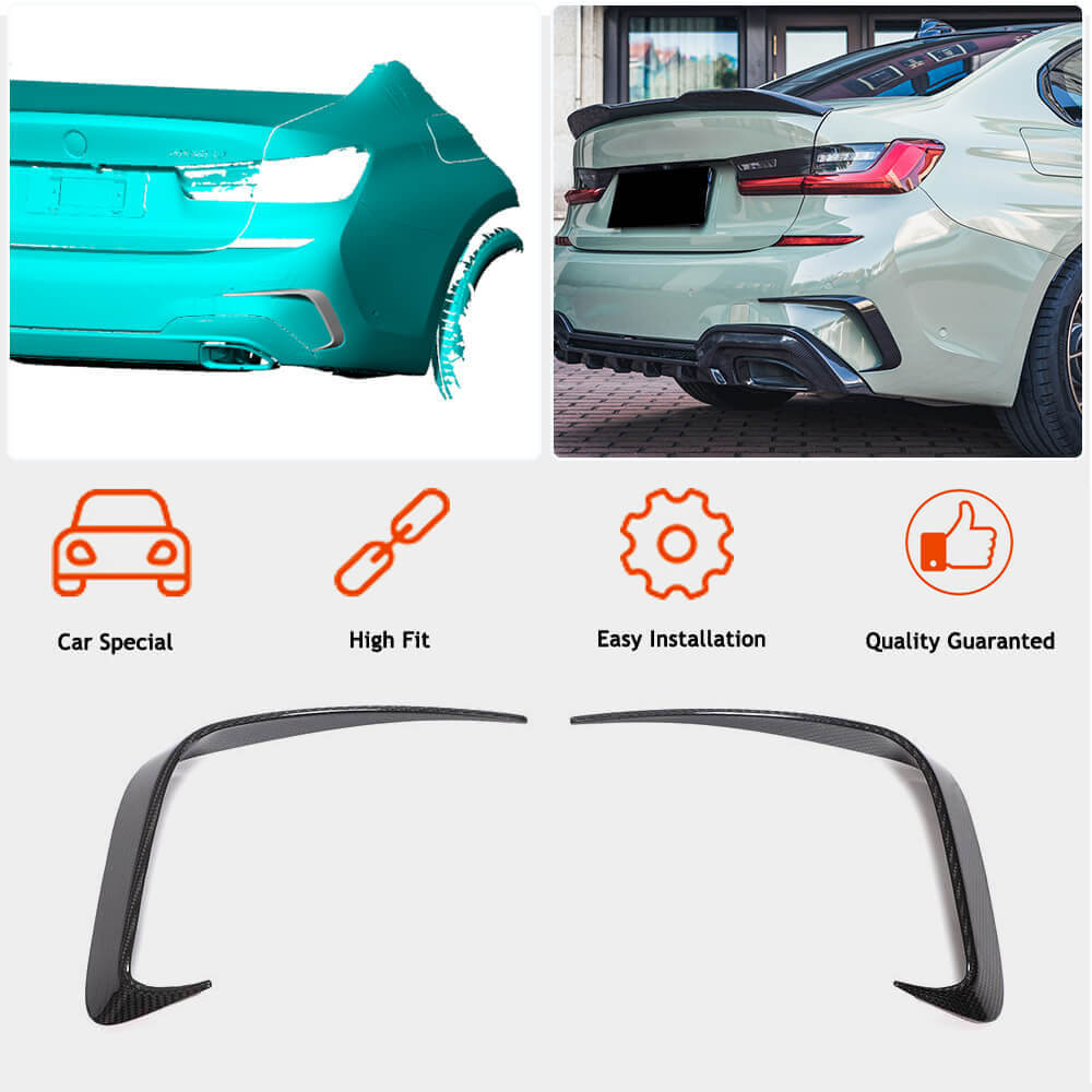 BMW 3 Series G20 2019-2022 Rear Bumper Splitters Dry Carbon Fiber-Ahacarbon