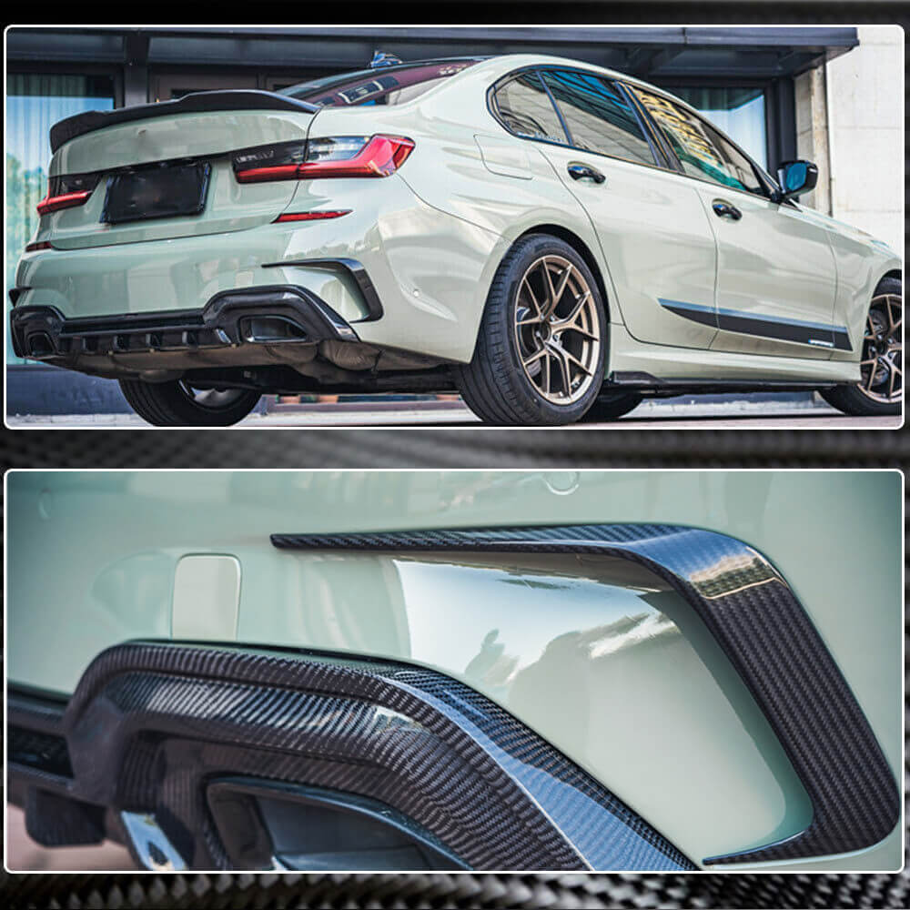 BMW 3 Series G20 2019-2022 Rear Bumper Splitters Dry Carbon Fiber-Ahacarbon