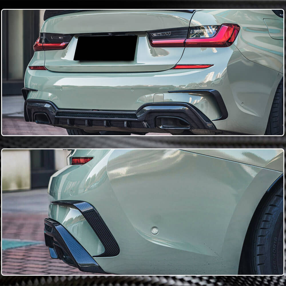 BMW 3 Series G20 2019-2022 Rear Bumper Splitters Dry Carbon Fiber-Ahacarbon