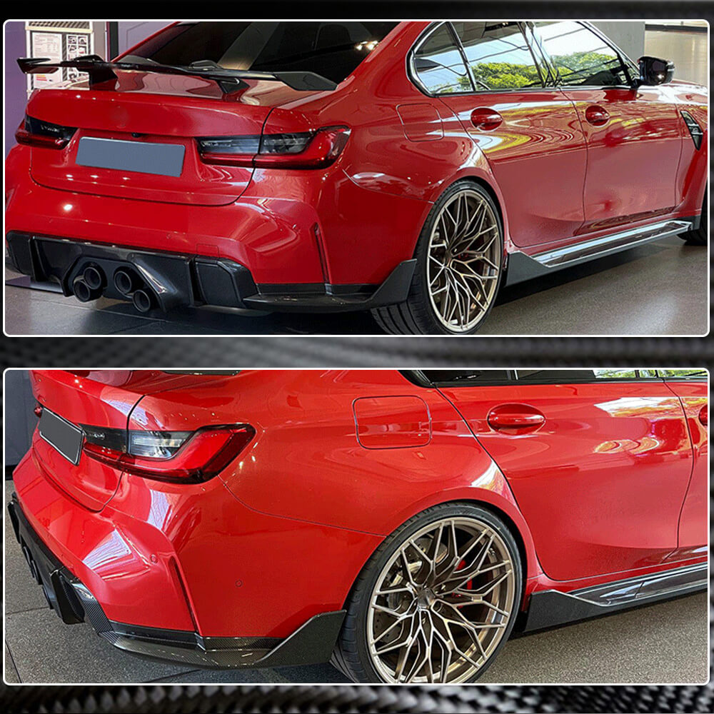 BMW 3 Series G80 M3 2021+ Rear Bumper Splitters Dry Carbon Fiber-Ahacarbon