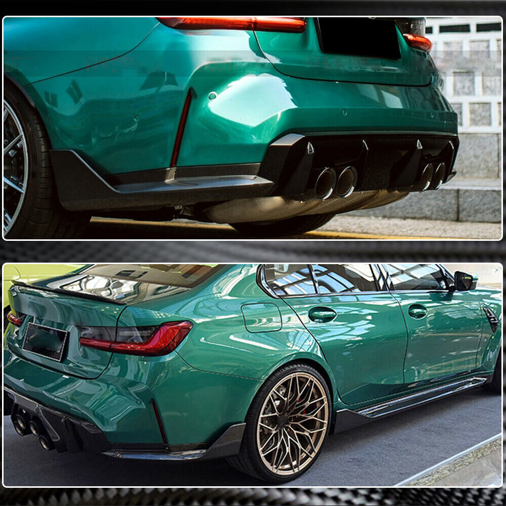 BMW 3 Series G80 M3 2021+ Rear Bumper Splitters Dry Carbon Fiber-Ahacarbon