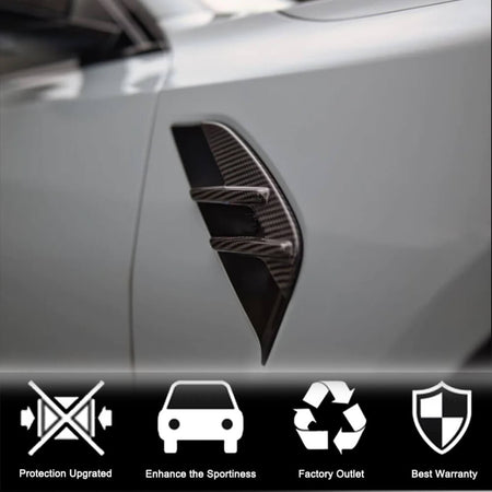 For BMW 3 Series G80 M3 Dry Carbon Fiber Side Marker Air Fender Vent Aero Flicks Trim-Ahacarbon