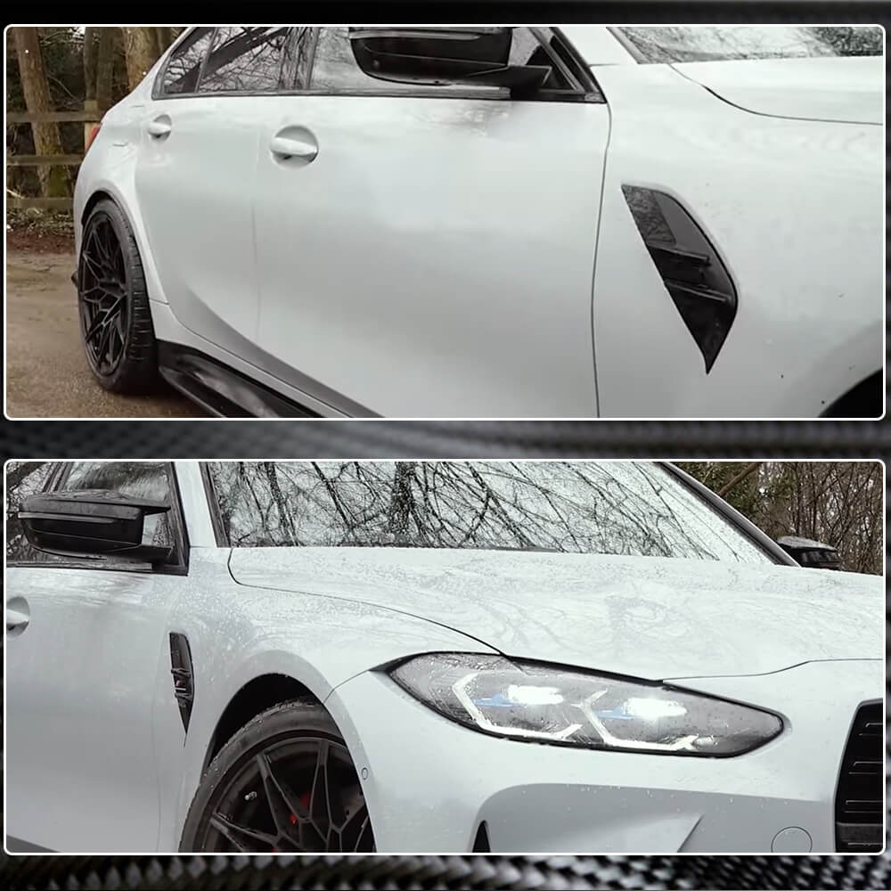 For BMW 3 Series G80 M3 Dry Carbon Fiber Side Marker Air Fender Vent Aero Flicks Trim-Ahacarbon