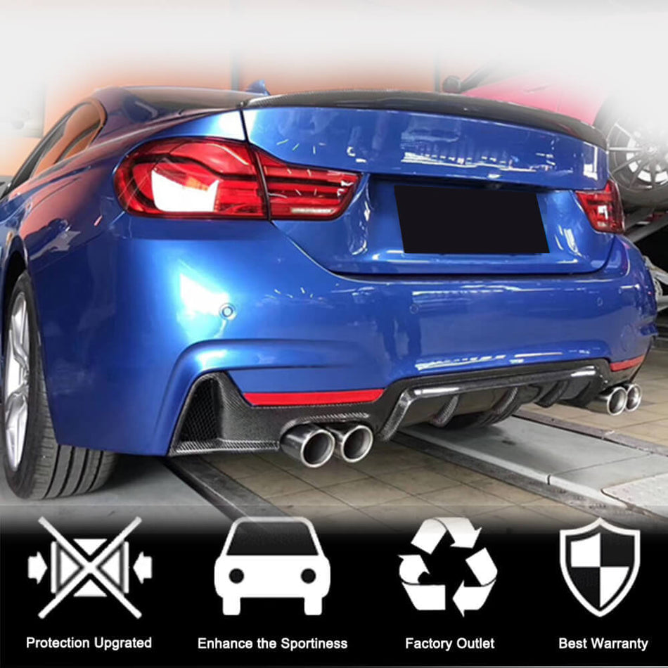 BMW 4 Series F32 F33 F36 M Sport 2014-2019 Rear Bumper Diffuser Carbon Fiber-Ahacarbon