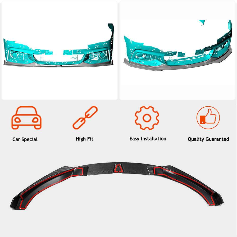 BMW 4 Series F32 F33 F36 M Sport 2014-2019 Front Bumper Lip Carbon Fiber-Ahacarbon