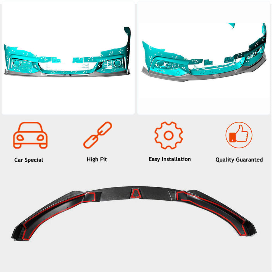 BMW 4 Series F32 F33 F36 M Sport 2014-2019 Front Bumper Lip Carbon Fiber-Ahacarbon