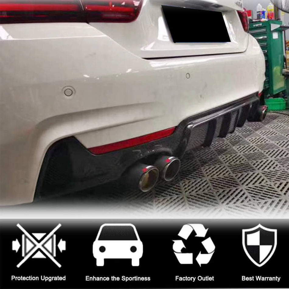 BMW 4 Series F32 F33 F36 M Sport 2014-2019 Rear Bumper Diffuser LED Light Carbon Fiber-Ahacarbon