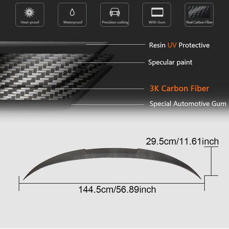 BMW 4 Series F33 F83 M4 2014-2019 Rear Trunk Spoiler Carbon Fiber-Ahacarbon