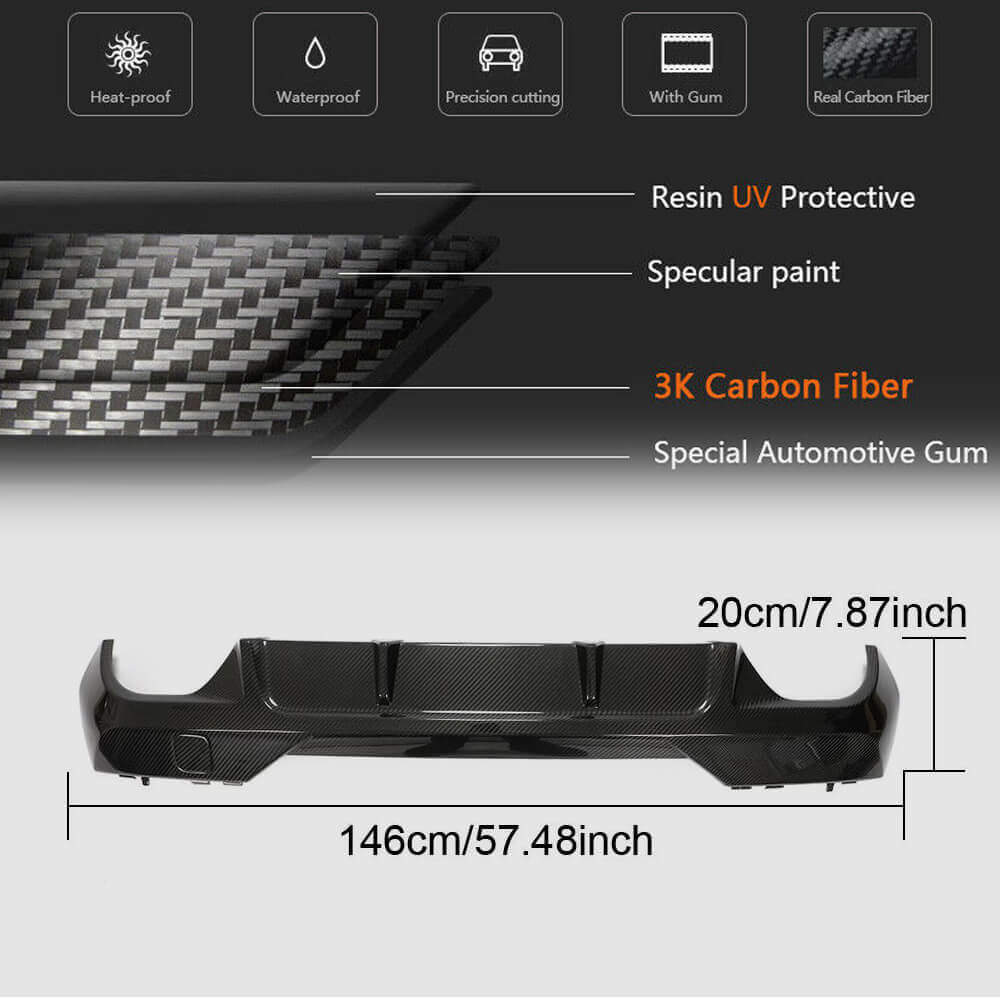 BMW 4 Series G22 G23 420i 430i M Sport M440i 2020+ Rear Bumper Diffuser Dry Carbon Fiber-Ahacarbon