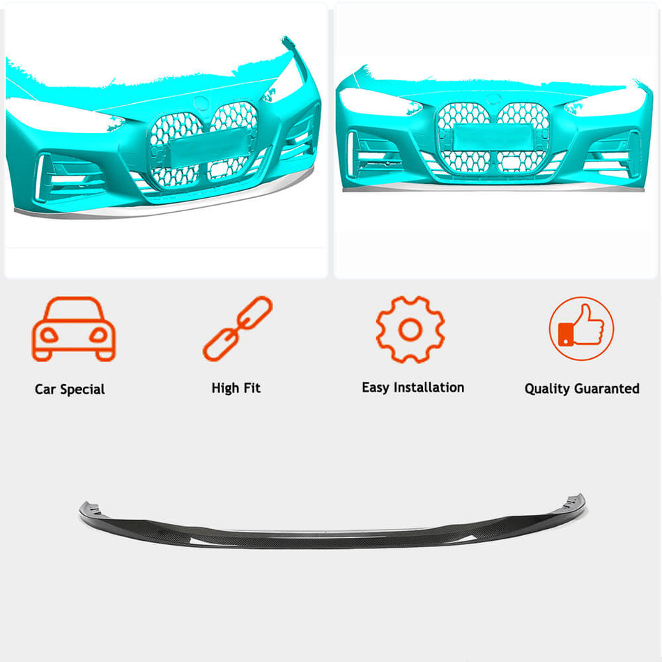 BMW 4 Series G22 G23 420i 430i M Sport M440i 2020+ Front Bumper Lip Carbon Fiber/FRP-Ahacarbon