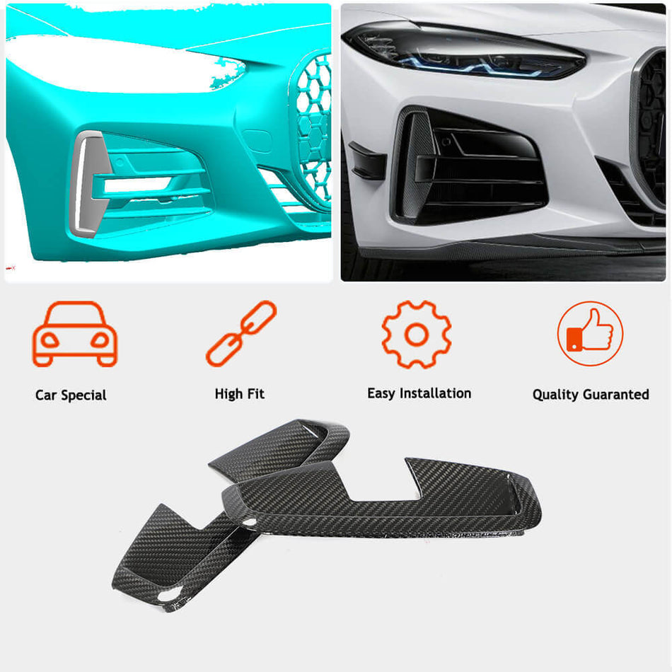 BMW 4 Series G22 G23 420i 430i M Sport M440i Front Bumper Splitters Dry Carbon Fiber-Ahacarbon
