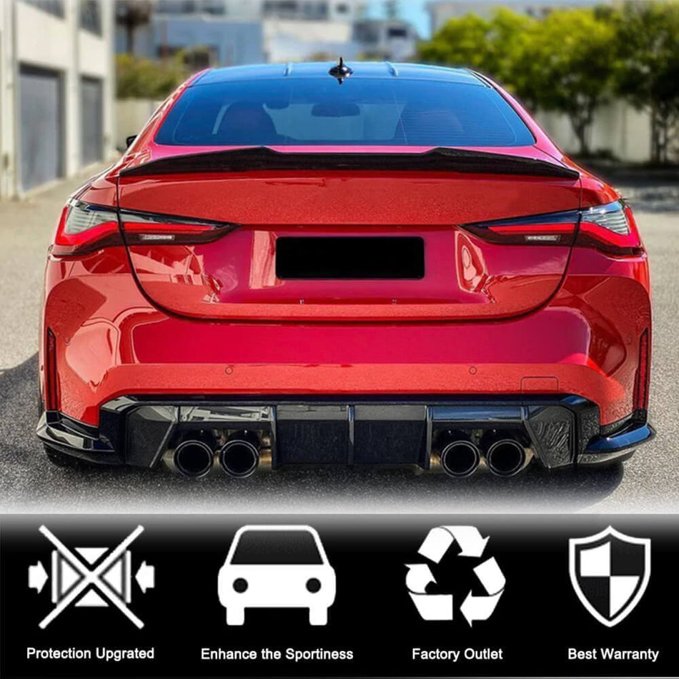 BMW 4 Series G22 420i 430i M440i G82 M4 2021-2025 Rear Trunk Spoiler Carbon Fiber-Ahacarbon