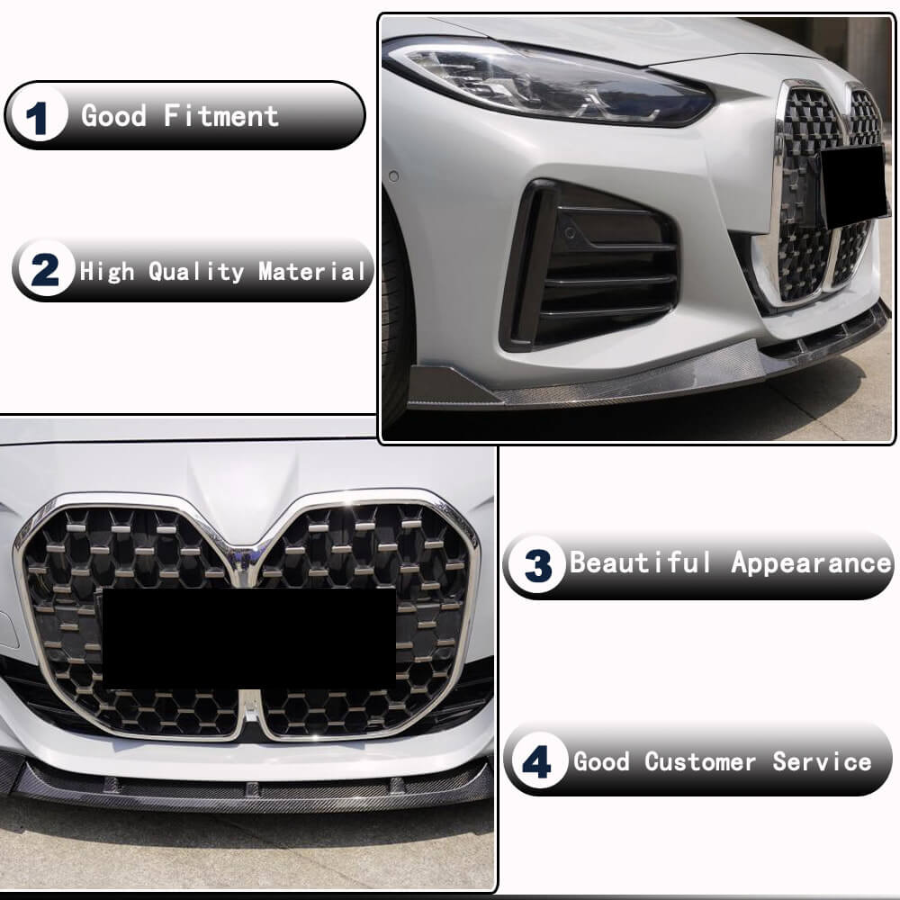 BMW 4 Series G26 420i 430i M Sport M440i 2021-2023 Front Bumper Lip Carbon Fiber-Ahacarbon