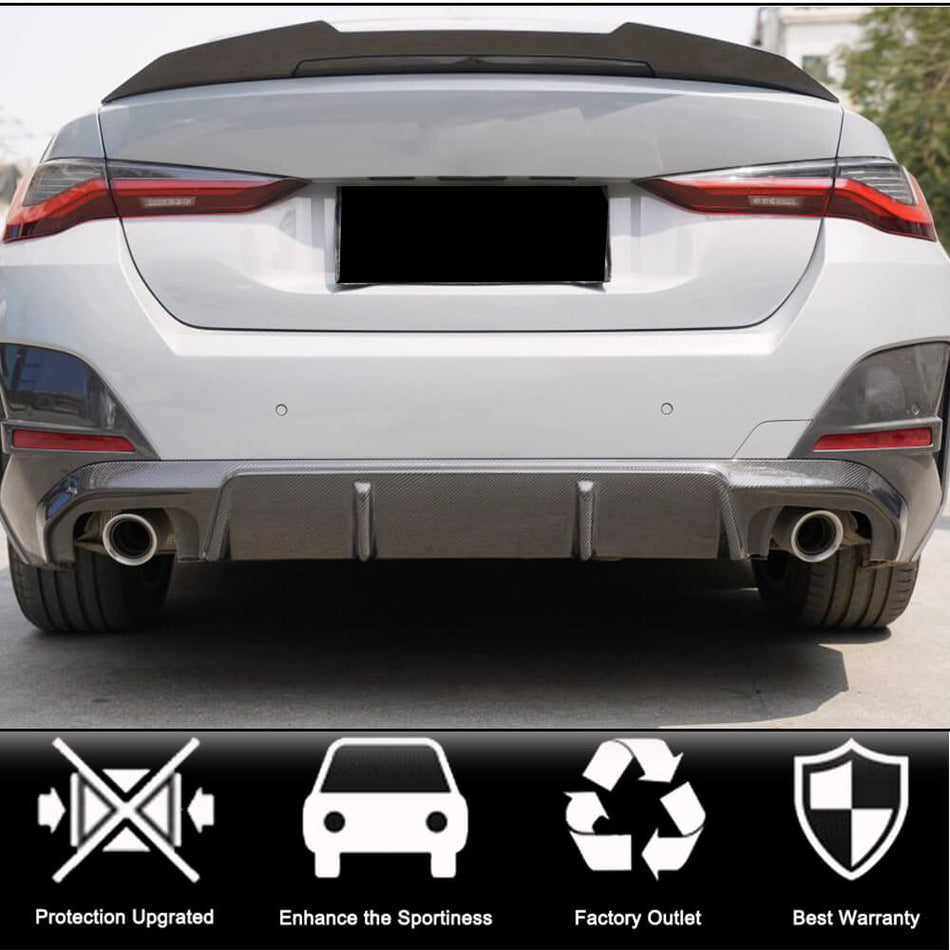 BMW 4 Series G26 420i 430i M Sport M440i 2021-2023 Rear Bumper Diffuser Carbon Fiber-Ahacarbon