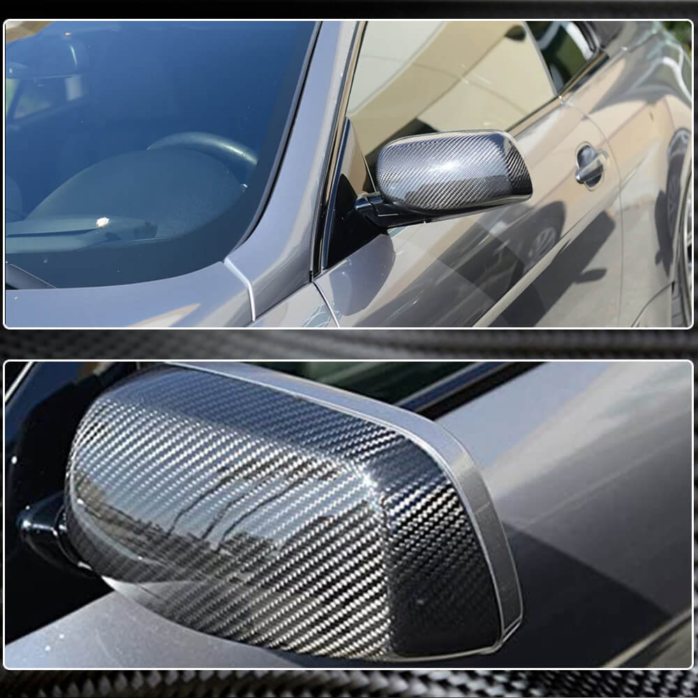 BMW 5 Series E60 E61 Carbon Fiber Add-on Side Rearview Mirror Cover Caps Pair-Ahacarbon