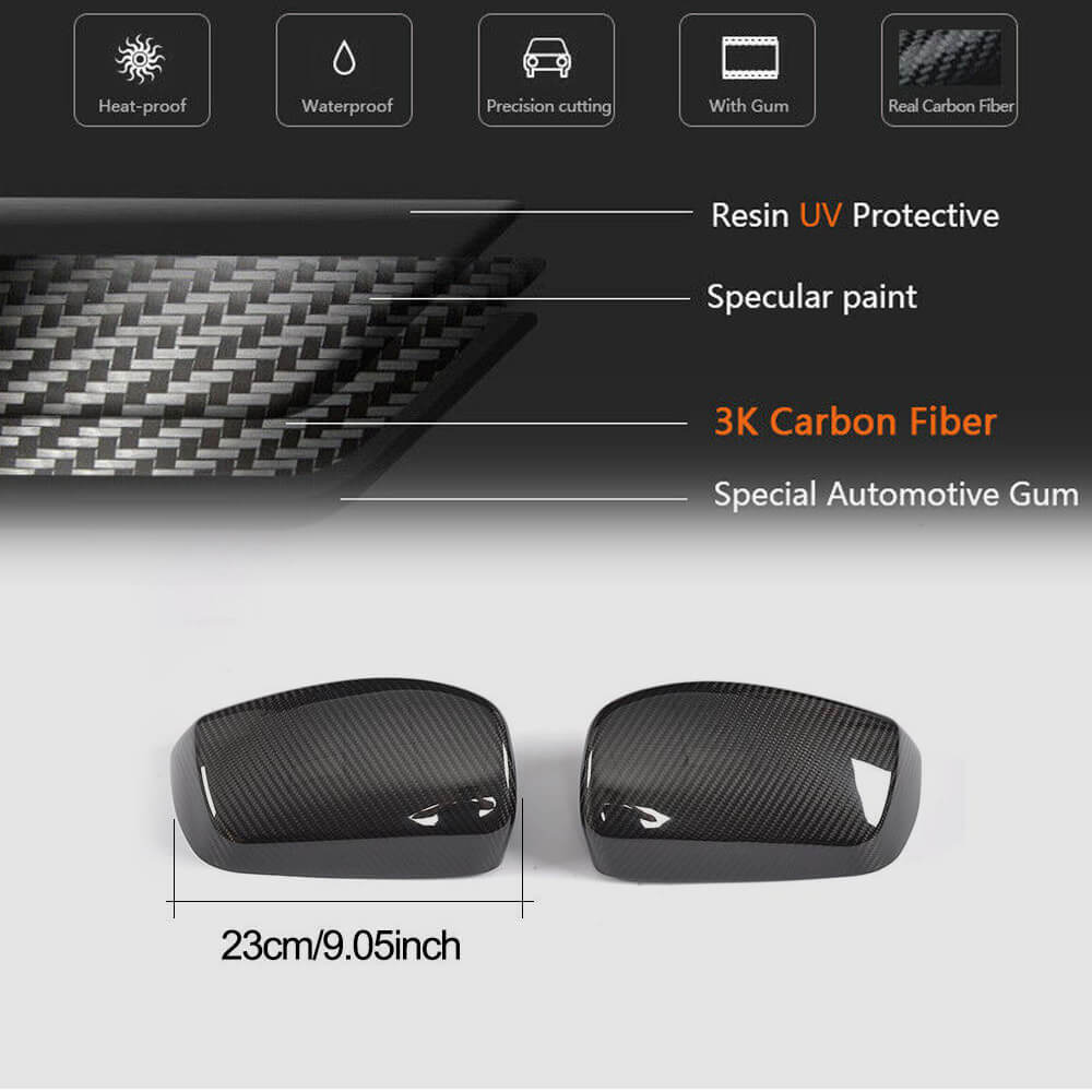 BMW 5 Series E60 E61 Carbon Fiber Add-on Side Rearview Mirror Cover Caps Pair-Ahacarbon
