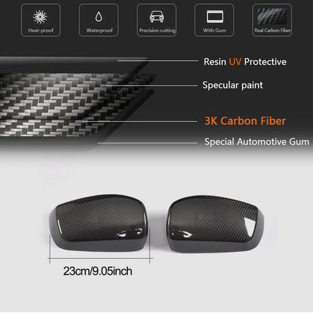 BMW 5 Series E60 E61 Carbon Fiber Add-on Side Rearview Mirror Cover Caps Pair-Ahacarbon