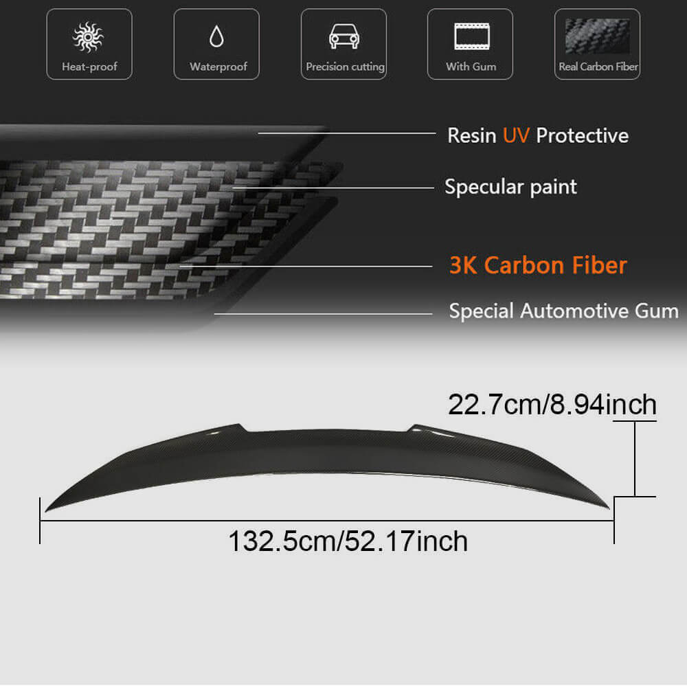 BMW 5 Series E60 M5 2004-2010 Rear Trunk Spoiler Carbon Fiber/FRP-Ahacarbon